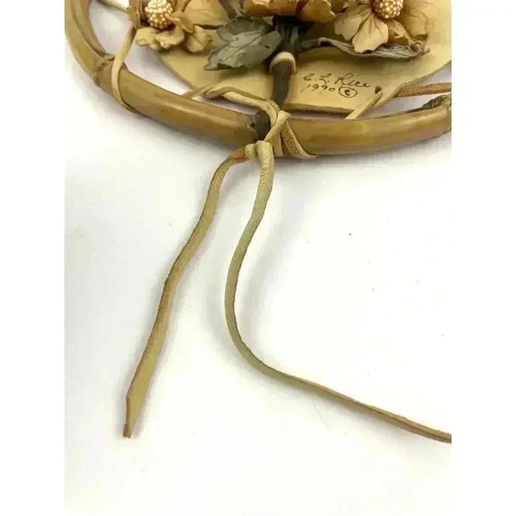 VTG Leather Cutout Floral Dream Catcher Native American Signed CL Rice 1990 - Picture 12 of 16